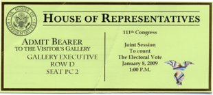 Ticket to Joint Session of Congress to Count Electoral Vote