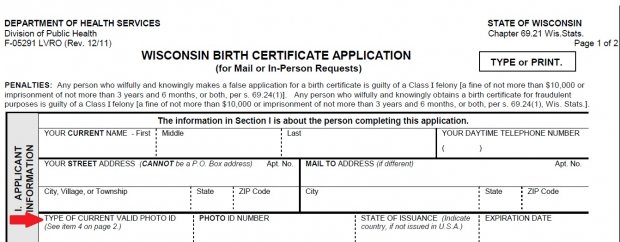 Misleading Wisconsin Form Asks Residents For Photo ID To Get A To the application
