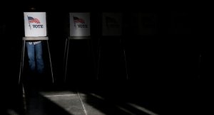 A voting booth is pictured. | AP Photo