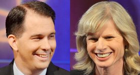 Gov. Scott Walker, left, and his Democratic challenger, Mary Burke, are pictured. | AP Photo