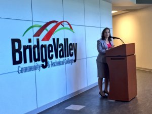 Secretary of State Natalie Tennant announces online registration Tuesday at BridgeValley.
