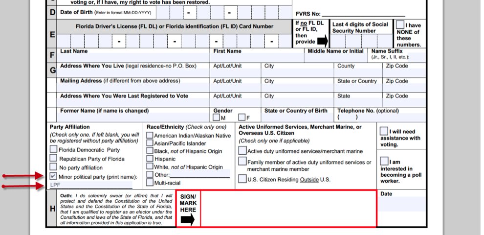 Voter Registration Florida form