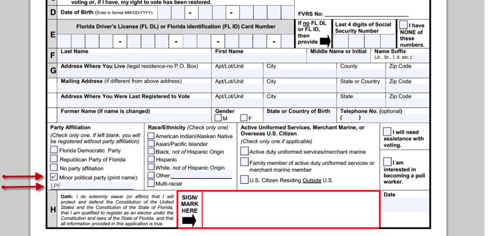 Voter Registration Florida form