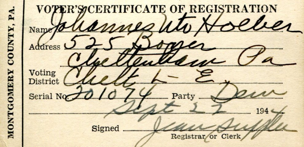 Voting card registration form