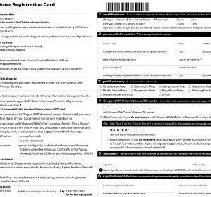 Voter registration card Oregon